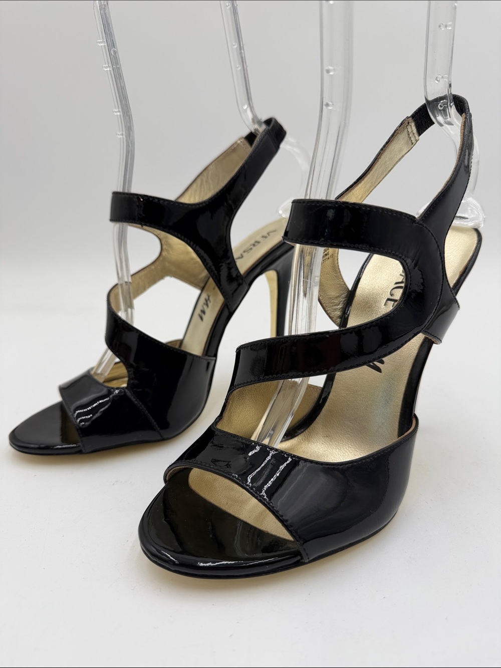 VERSACE for H&M sz10 LIKE NEW Black Patent Strappy Stiletto Heels